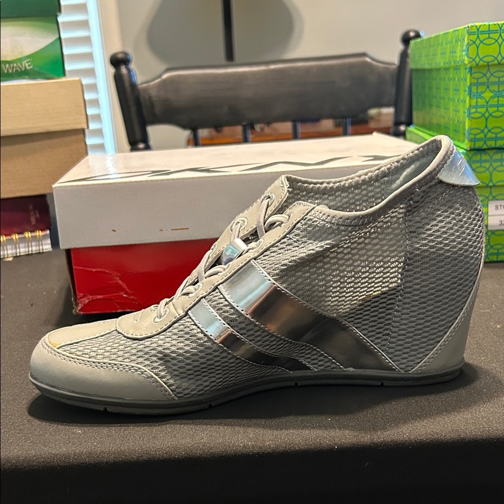 DKNY Gray and Silver High-Top Sneakers